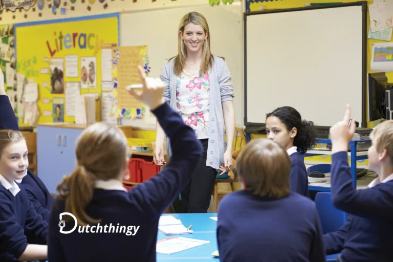 teacher and students in school